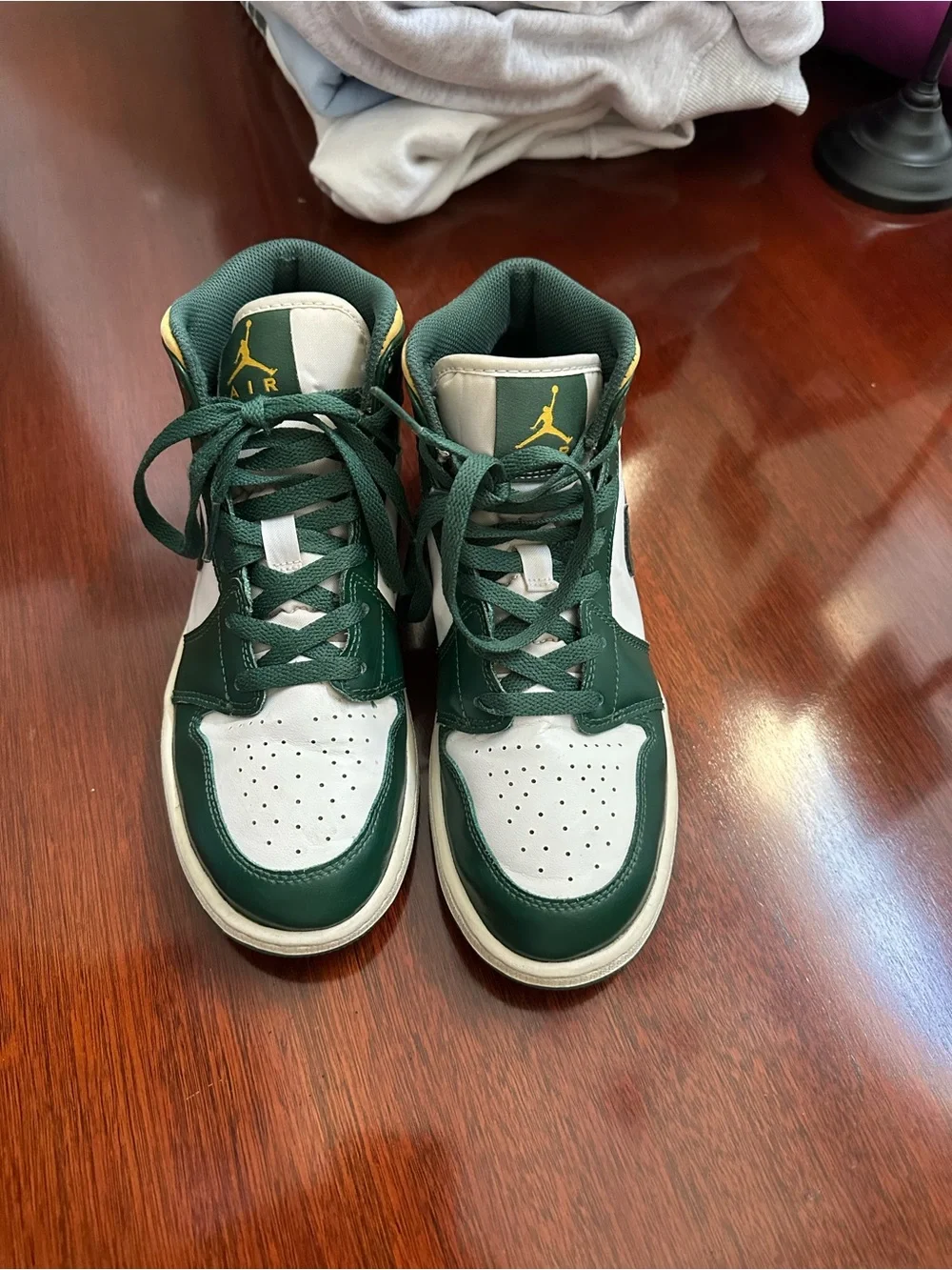 Jordan Men's High-Top Sneakers in Green, White and Yellow